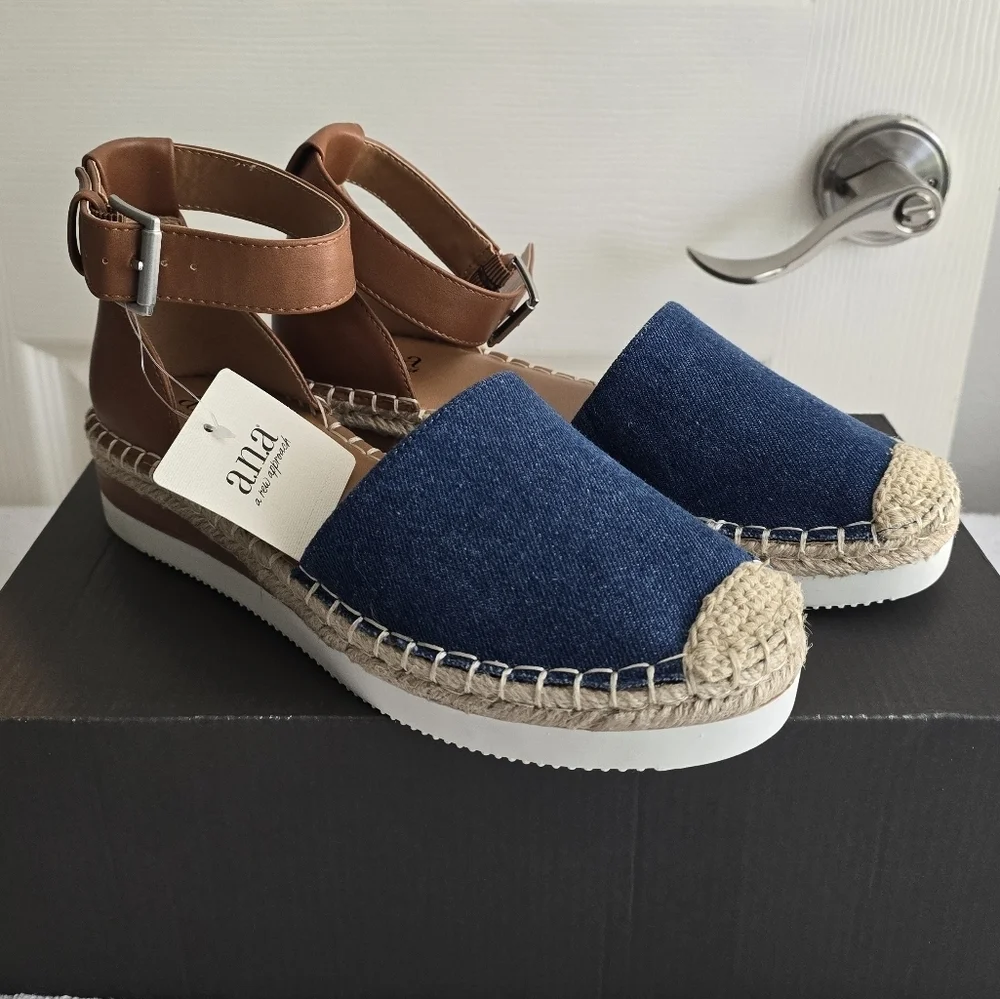 Ana Carrie Denim Espadrille Sandals Size 6M